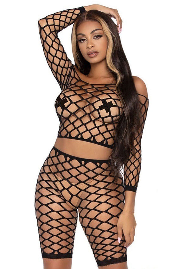 Cutout Bodystocking 2 Piece Set - Black - KNOWSTYLE - EDGE - EDGEONLINESTORE